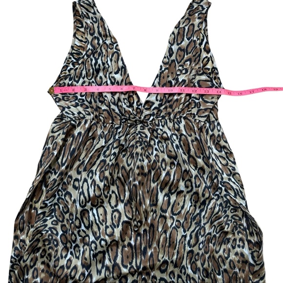 70s Vintage Flair Lingerie Nylon Leopard Print Vneck Slip Dress Small - Picture 3 of 6